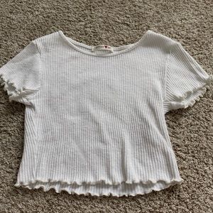 American Threads White Ribbed Babydoll Tee